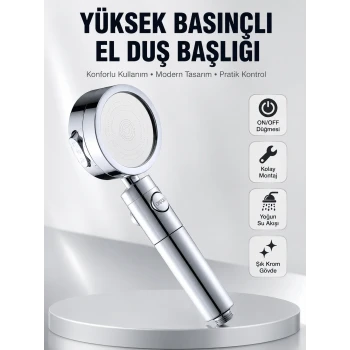 Kolay Montajlı 3 Modlu Yüksek Basınç Duş Başlığı