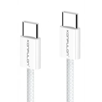 Konfulon DC130 2M 60W Type-C to Type-C Örgülü Hızlı Şarj Kablosu - Beyaz