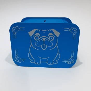 Köpek Kumbara - Ağaç işleme -Ceviz Ağacı-Mavi