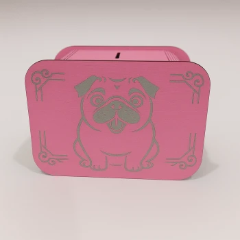 Köpek Kumbara - Ağaç işleme -Ceviz Ağacı-Pembe