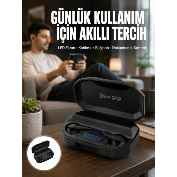 Kulak İçi Bluetooth Kulaklık Rgb Işıklı Çift Mikrofonlu iOS/Android Uyumlu BT 5.2 Yeni Nesil