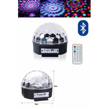 Küre Disko Topu Müzik Çalar Renkli Lazer Işıklı Bluetooth Disko Parti Işığı Kumandalı