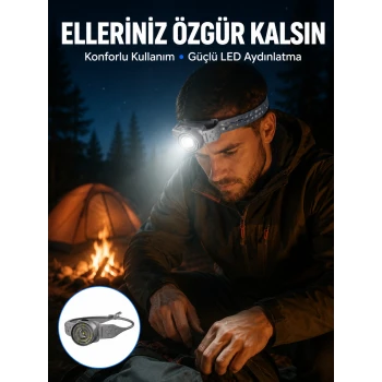 LED Kafa Feneri Ayarlanabilir Baş Bantlı Güçlü Aydınlatma Lambası