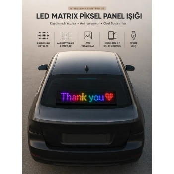 LED Matrix Piksel Panel Işığı USB Uygulama Kontrollü Kaydırmalı Yazı Ekranı