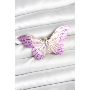 Lila Renk Kelebek Model Broş