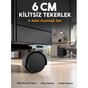 Masa ve Koltuk İçin Kilitsiz Tekerlek Seti 6 cm
