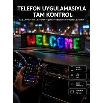 Matrix Led Cama Yapışan Telefon Kontrollü Panel Dijital Ekran Kumandalı
