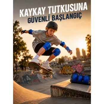 Mavi Çocuk Koruyucu Dizlik Dirseklik ve El Bilek Koruyucu Seti 2 Adet