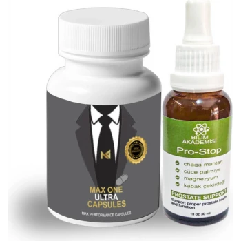MAX ONE ULTRA ERKEKLERE ÖZEL 30LU MAXİMUM KATILIK + PRO-STOP 30ML PIROSTAT IÇECEĞİ