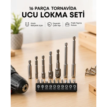Metal Gövdeli 16lı Bits Seti Çok Amaçlı Tornavida Uçları
