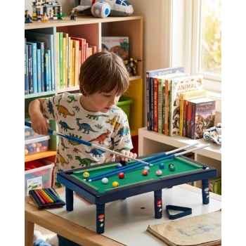 Mini Bilardo Oyunu Seti Evde Eğlenceli Masa Oyunu Çocuk ve Aile