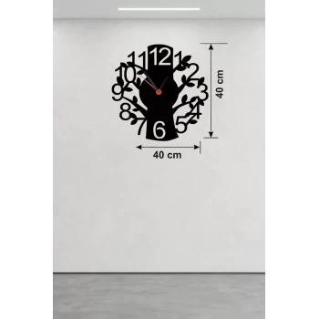 Modern Hayat Ağacı Tasarım Ahşap Duvar Saati - 40x40 cm Dekoratif