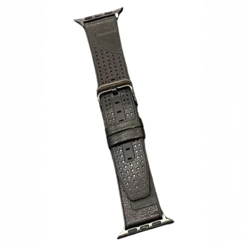 Movenchy Apple Watch 45mm Buff Deri Kordon - Siyah