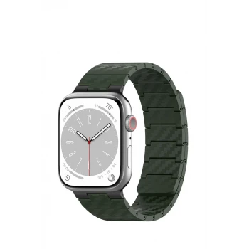 Movenchy Apple Watch 45mm Carbon Steel Kordon - Koyu Yeşil