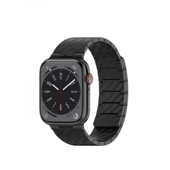 Movenchy Apple Watch 45mm Carbon Steel Kordon - Siyah