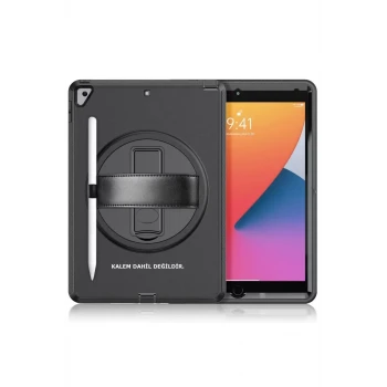 Newface Apple iPad 10.2 (7.nesil) Kılıf Hand Strap Tablet Kılıfı - Siyah