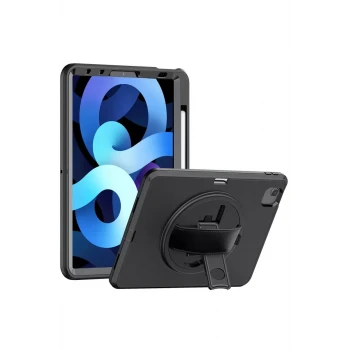 Newface Apple iPad 2022 10.9 (10.nesil) Kılıf Hand Strap Tablet Kılıfı - Siyah