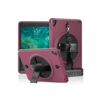 Newface Apple iPad 5 Air 9.7 Kılıf Strap-C Otterbox Tablet Kapak - Mürdüm