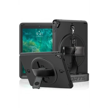 Newface Apple iPad 5 Air 9.7 Kılıf Strap-C Otterbox Tablet Kapak - Siyah