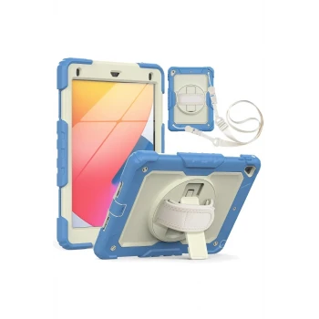 Newface Apple iPad 5 Air 9.7 Kılıf Strap New Tablet Kapak - Mavi