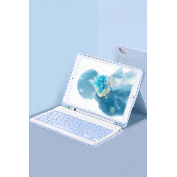 Newface Apple iPad Pro 11 (2022) Kılıf KC01 Smart Klavyeli Tablet Kılıfı - Mavi