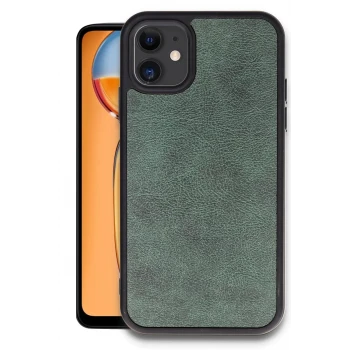 Newface Apple iPhone 11 Kılıf Aras Deri Kapak - Koyu Yeşil