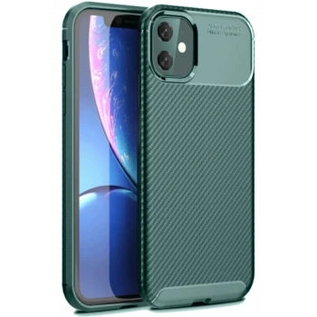 Newface Apple iPhone 11 Kılıf Auto Focus Karbon Kapak - Koyu Yeşil
