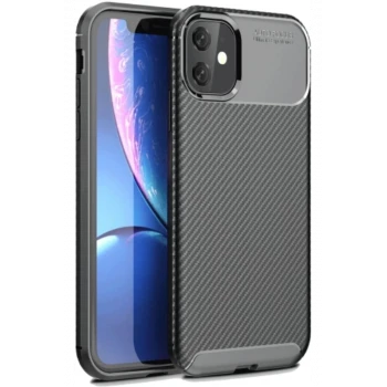 Newface Apple iPhone 11 Kılıf Auto Focus Karbon Kapak - Siyah