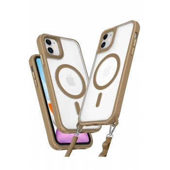 Newface Apple iPhone 11 Kılıf Enka Magsafe Silikon Kılıf - Desert