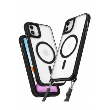 Newface Apple iPhone 11 Kılıf Enka Magsafe Silikon Kılıf - Siyah