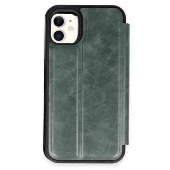 Newface Apple iPhone 11 Kılıf Flip Cover - Koyu Yeşil