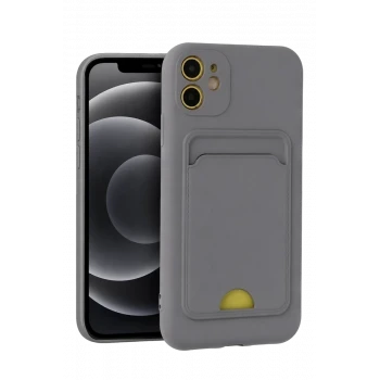 Newface Apple iPhone 11 Kılıf Kelvin Kartvizitli Silikon - Gri