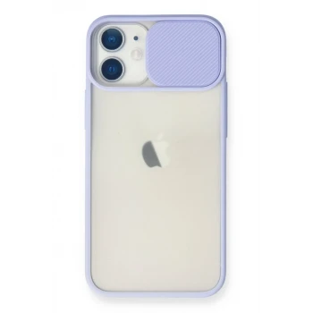 Newface Apple iPhone 11 Kılıf Palm Buzlu Kamera Sürgülü Silikon - Lila