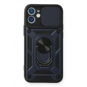 Newface Apple iPhone 11 Kılıf Pars Lens Yüzüklü Silikon - Lacivert