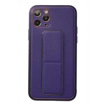 Newface Apple iPhone 11 Pro Kılıf Coco Deri Standlı Kapak - Mor