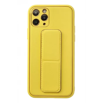 Newface Apple iPhone 11 Pro Kılıf Coco Deri Standlı Kapak - Sarı