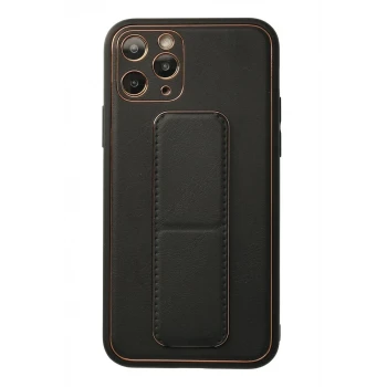 Newface Apple iPhone 11 Pro Kılıf Coco Deri Standlı Kapak - Siyah