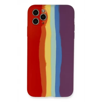 Newface Apple iPhone 11 Pro Kılıf Ebruli Lansman Silikon - Kırmızı-Mor