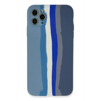 Newface Apple iPhone 11 Pro Kılıf Ebruli Lansman Silikon - Mavi-Gri