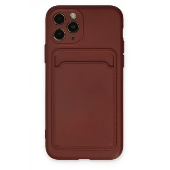 Newface Apple iPhone 11 Pro Kılıf Kelvin Kartvizitli Silikon - Bordo
