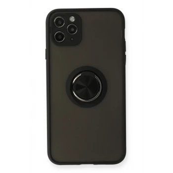 Newface Apple iPhone 11 Pro Kılıf Montreal Yüzüklü Silikon Kapak - Siyah
