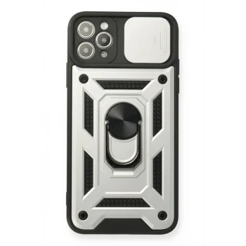 Newface Apple iPhone 11 Pro Kılıf Pars Lens Yüzüklü Silikon - Gümüş