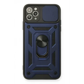 Newface Apple iPhone 11 Pro Kılıf Pars Lens Yüzüklü Silikon - Lacivert