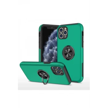 Newface Apple iPhone 11 Pro Max Kılıf Elit Yüzüklü Kapak - Yeşil