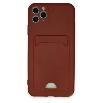 Newface Apple iPhone 11 Pro Max Kılıf Kelvin Kartvizitli Silikon - Bordo