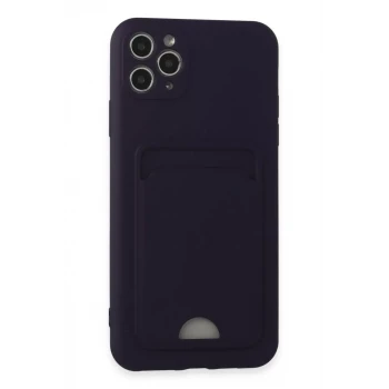 Newface Apple iPhone 11 Pro Max Kılıf Kelvin Kartvizitli Silikon - Derin Mor