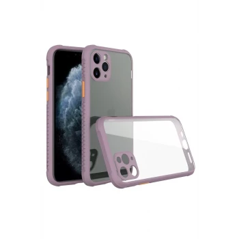 Newface Apple iPhone 11 Pro Max Kılıf Miami Şeffaf Silikon - Açık Mor