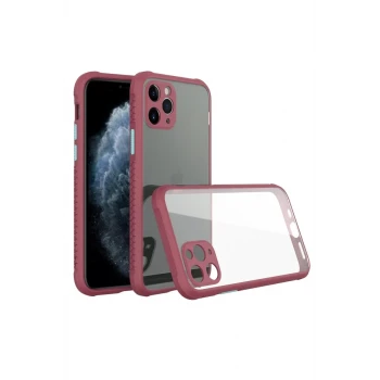 Newface Apple iPhone 11 Pro Max Kılıf Miami Şeffaf Silikon - Fuşya