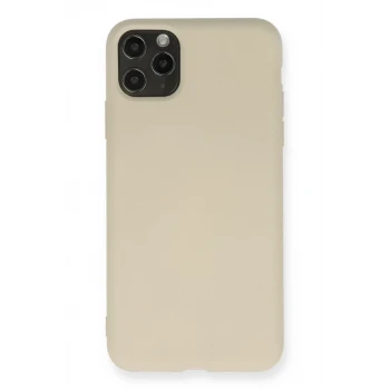 Newface Apple iPhone 11 Pro Max Kılıf Nano içi Kadife Silikon - Bej