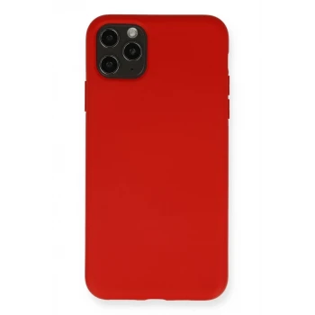 Newface Apple iPhone 11 Pro Max Kılıf Nano içi Kadife Silikon - Kırmızı